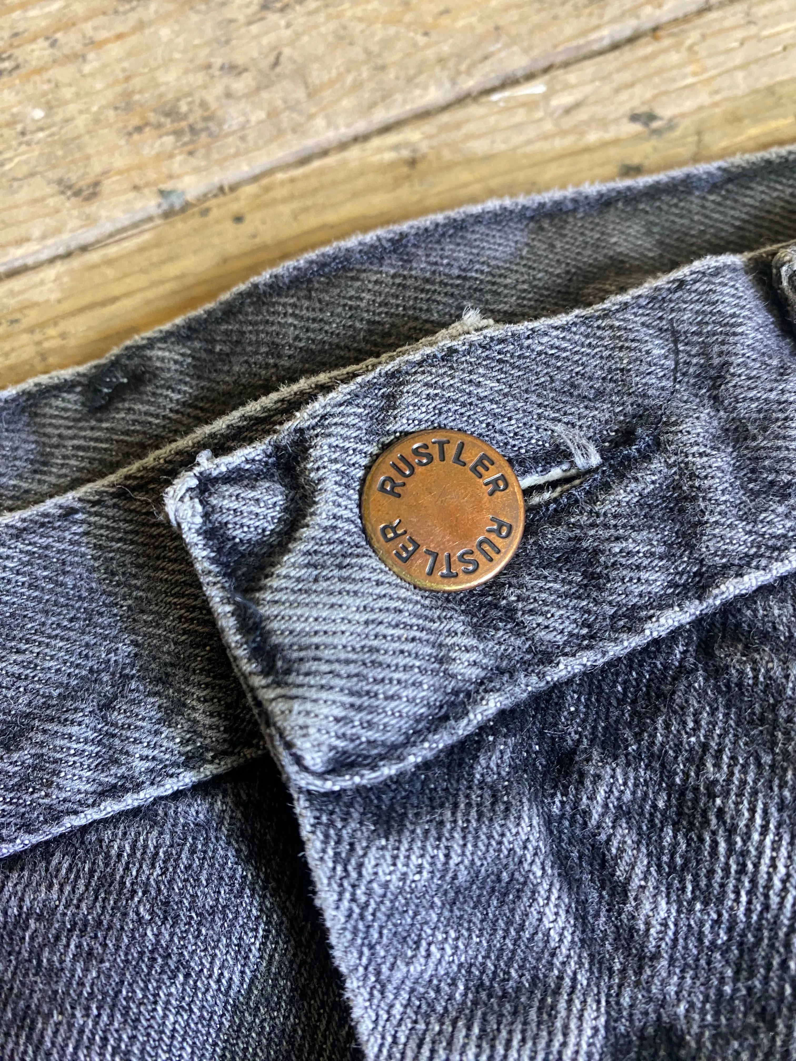 1990s Faded Black Denim Jeans by RUSTLER