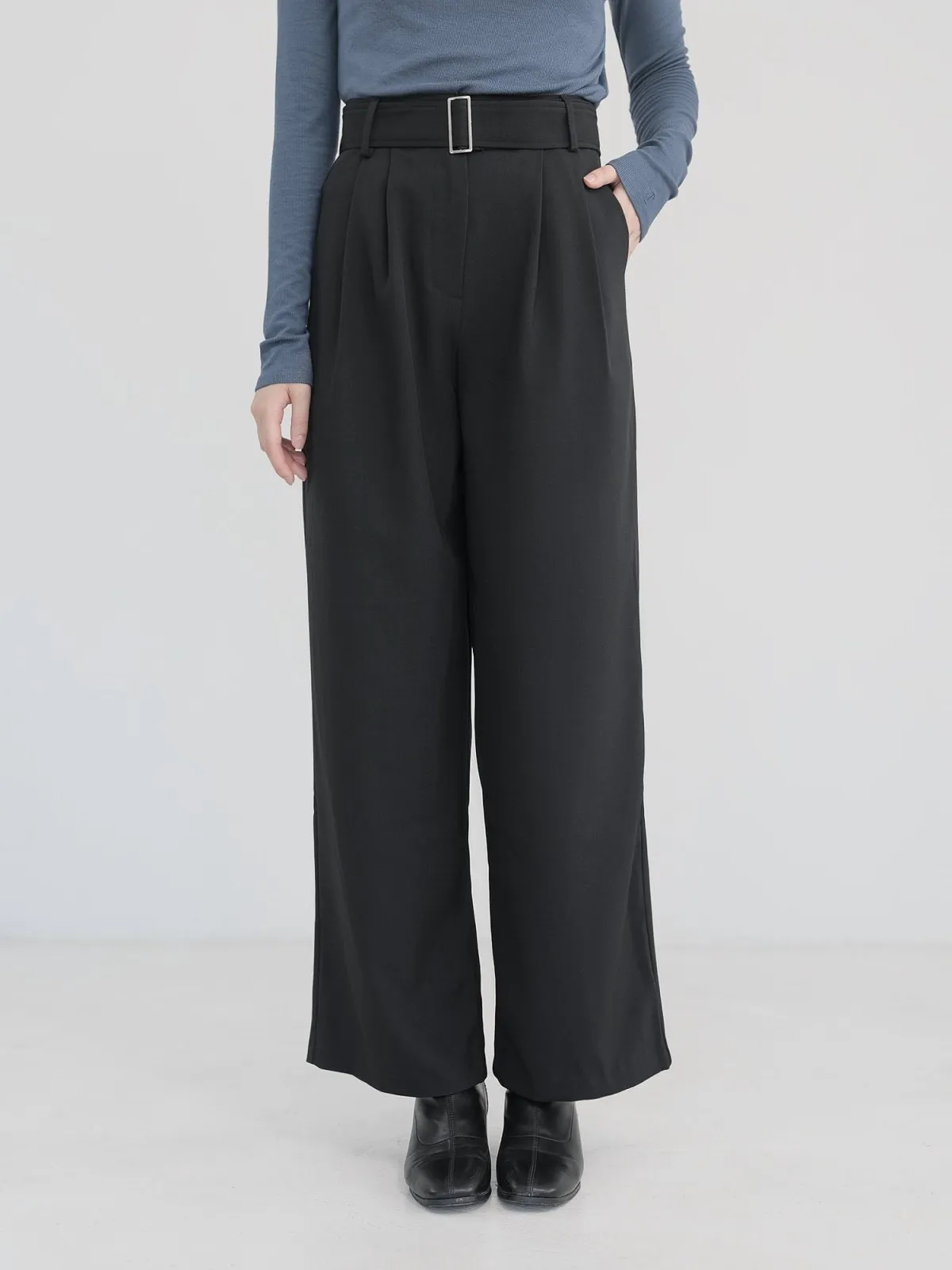 Artemis Belted Wide Leg Trousers (Long/ Short ver.)