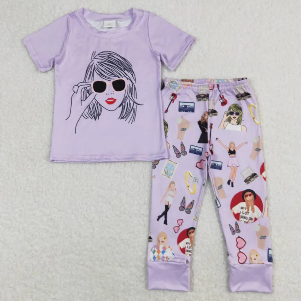 Baby Girls Clothes Purple Shirt Legging Pants Sleepwear Sets GSPO1452