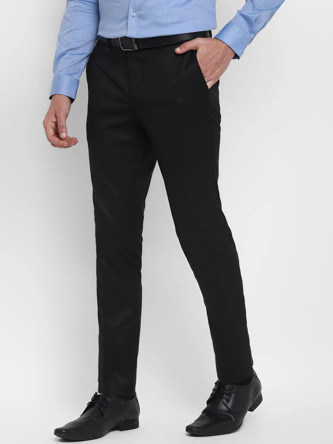 Black Solid Slim Fit Trouser