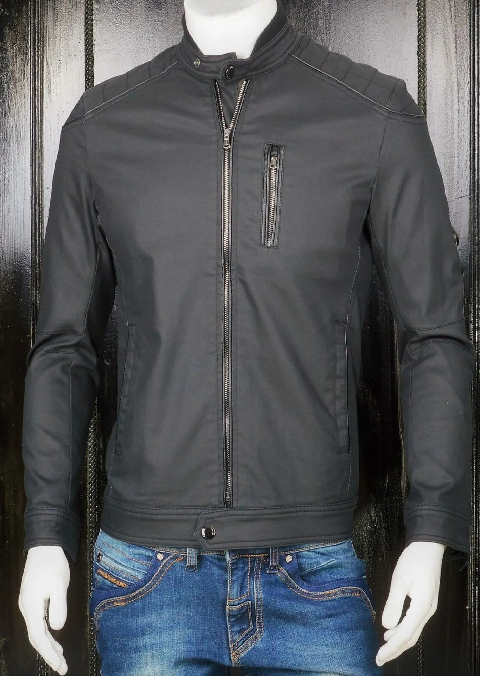 Black Waxed Biker Jacket