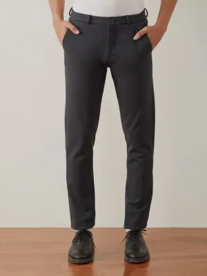 Dark Grey Plain Bi-Stretch Slim Trousers