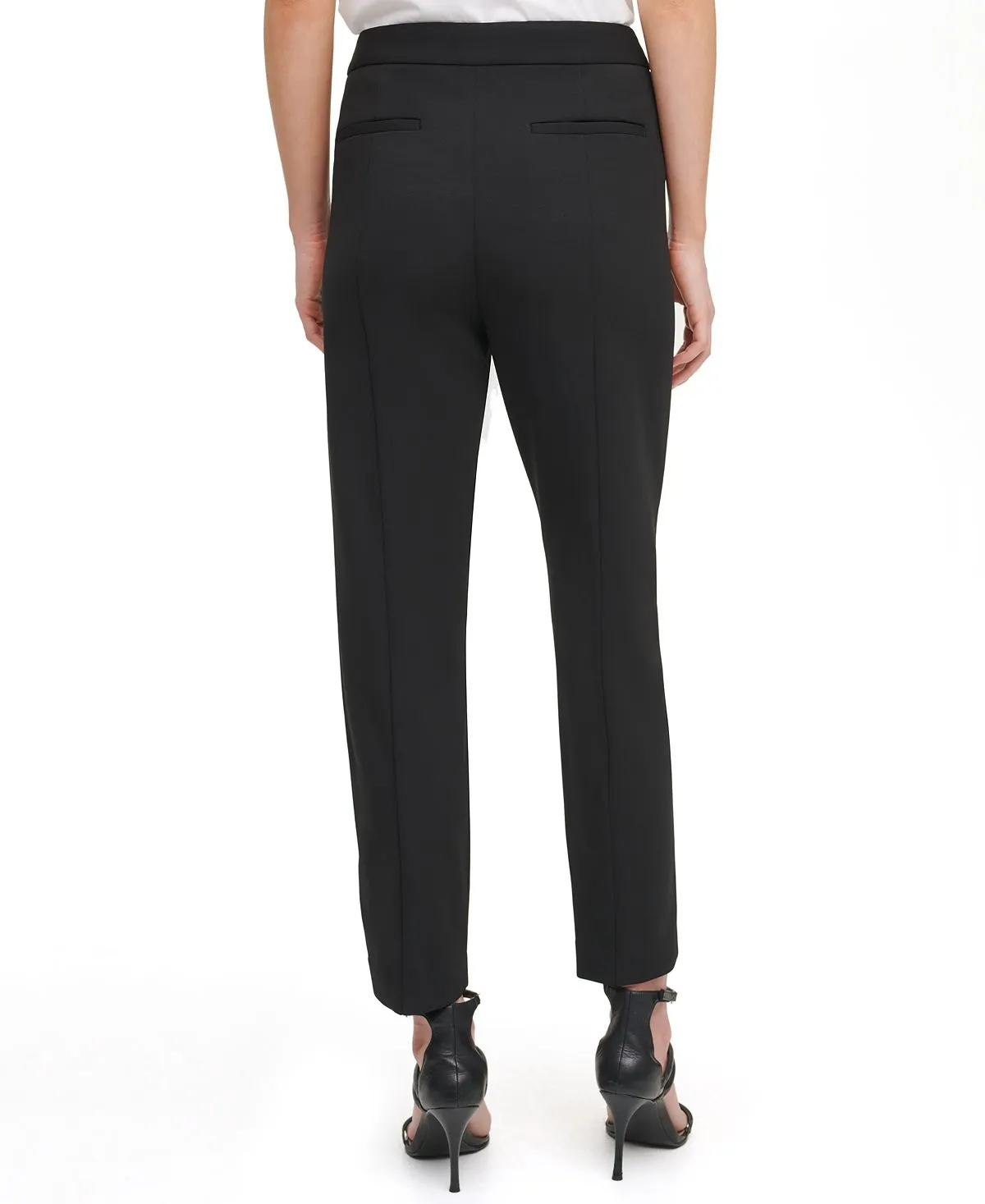 essential DKNY ankle-length skinny trousers, black