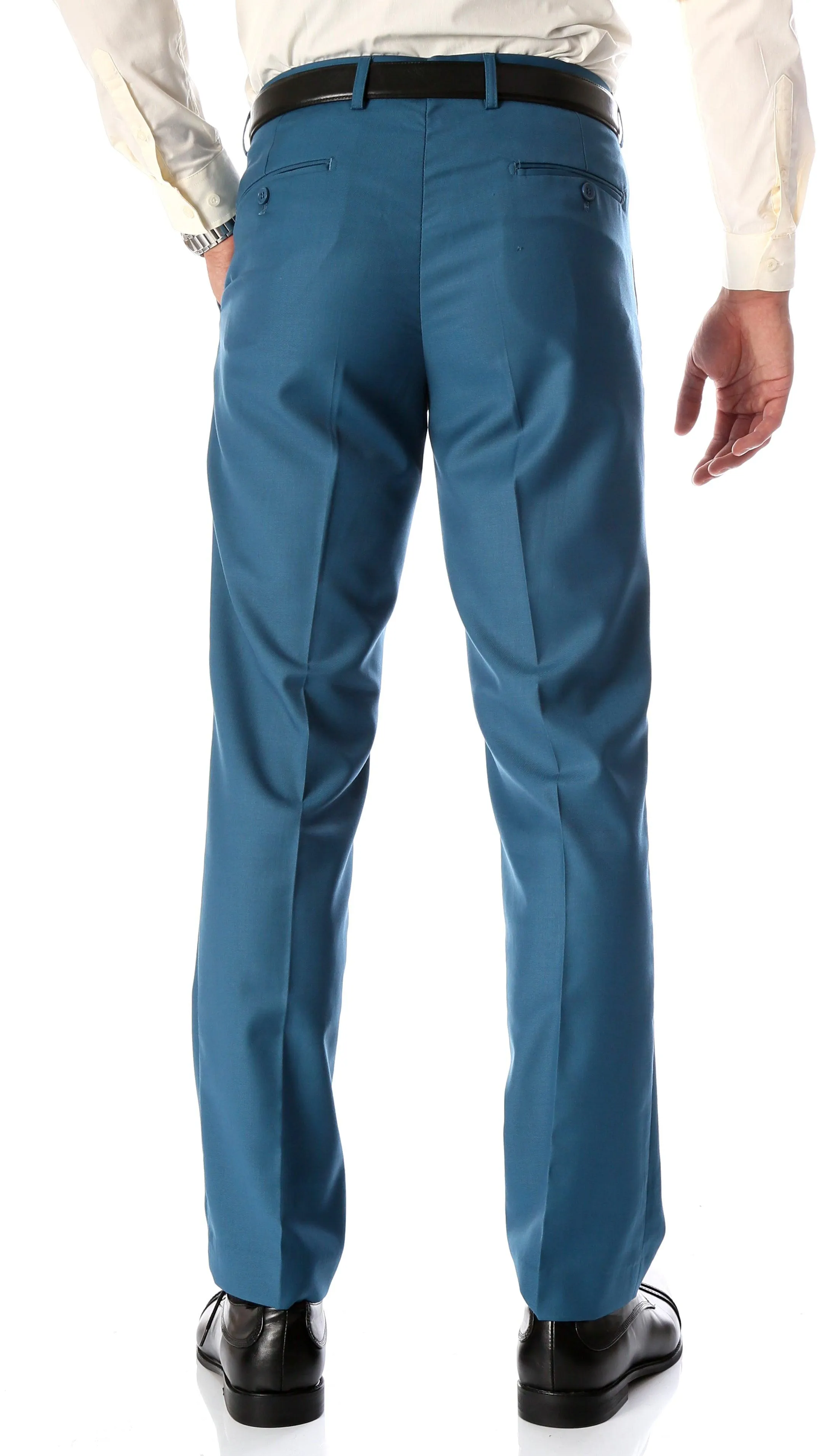 Ferrecci Men's Halo Teal Slim Fit Flat-Front Dress Pants