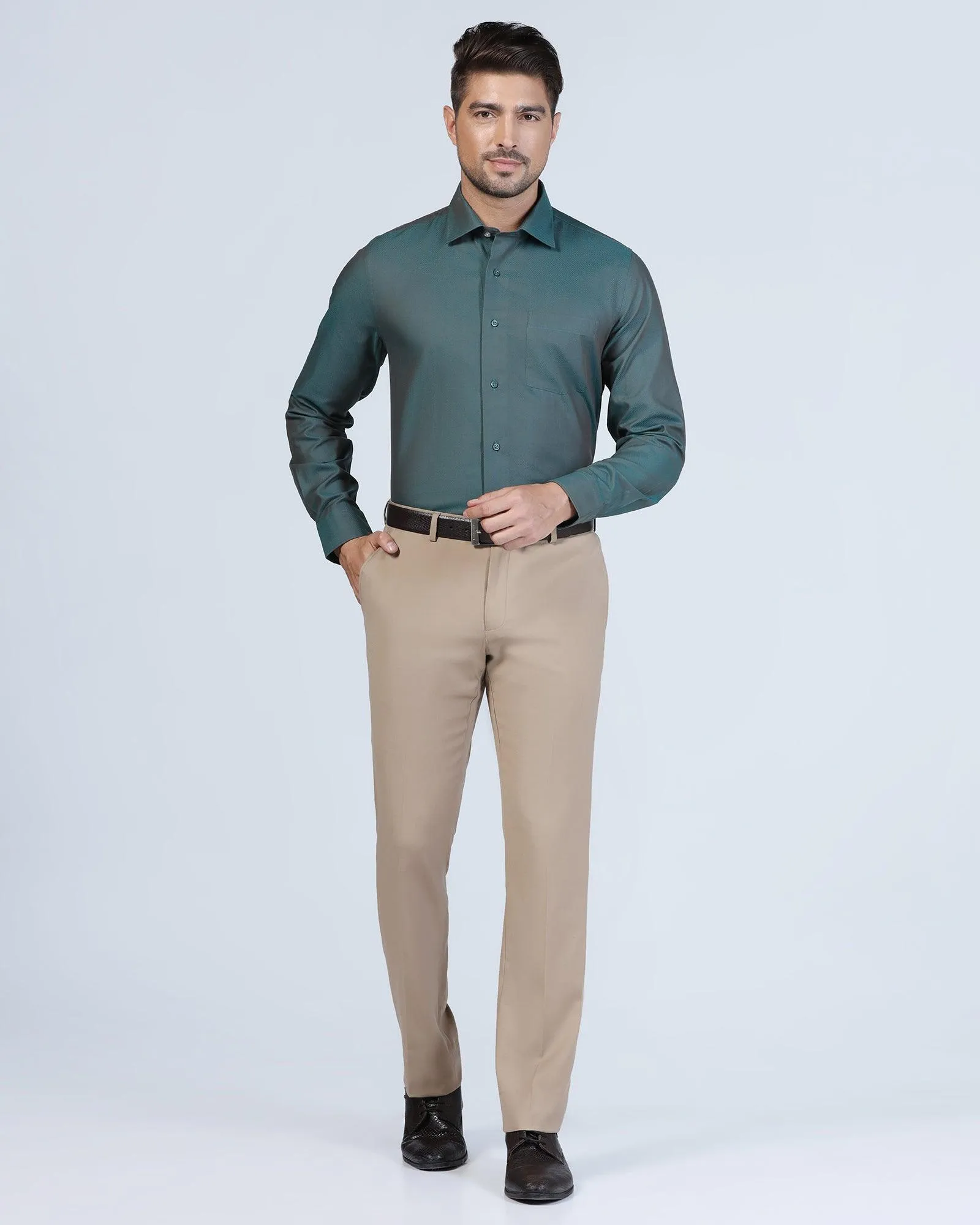 Formal Green Textured Shirt - Jim