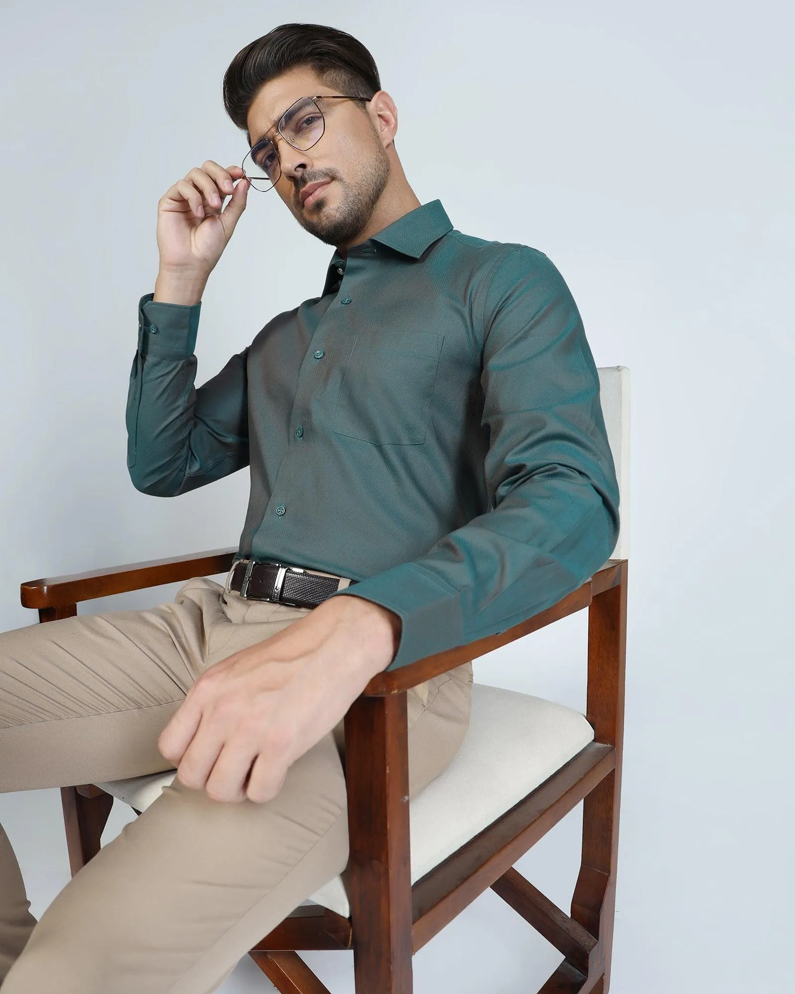 Formal Green Textured Shirt - Jim