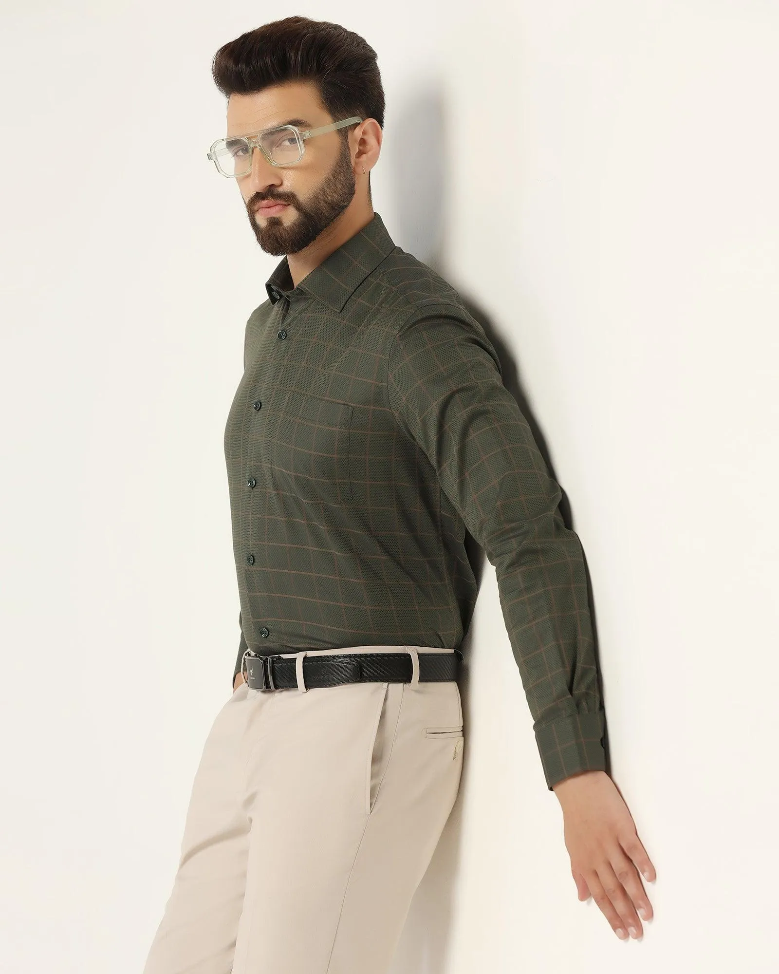 Formal Olive Check Shirt - Carman