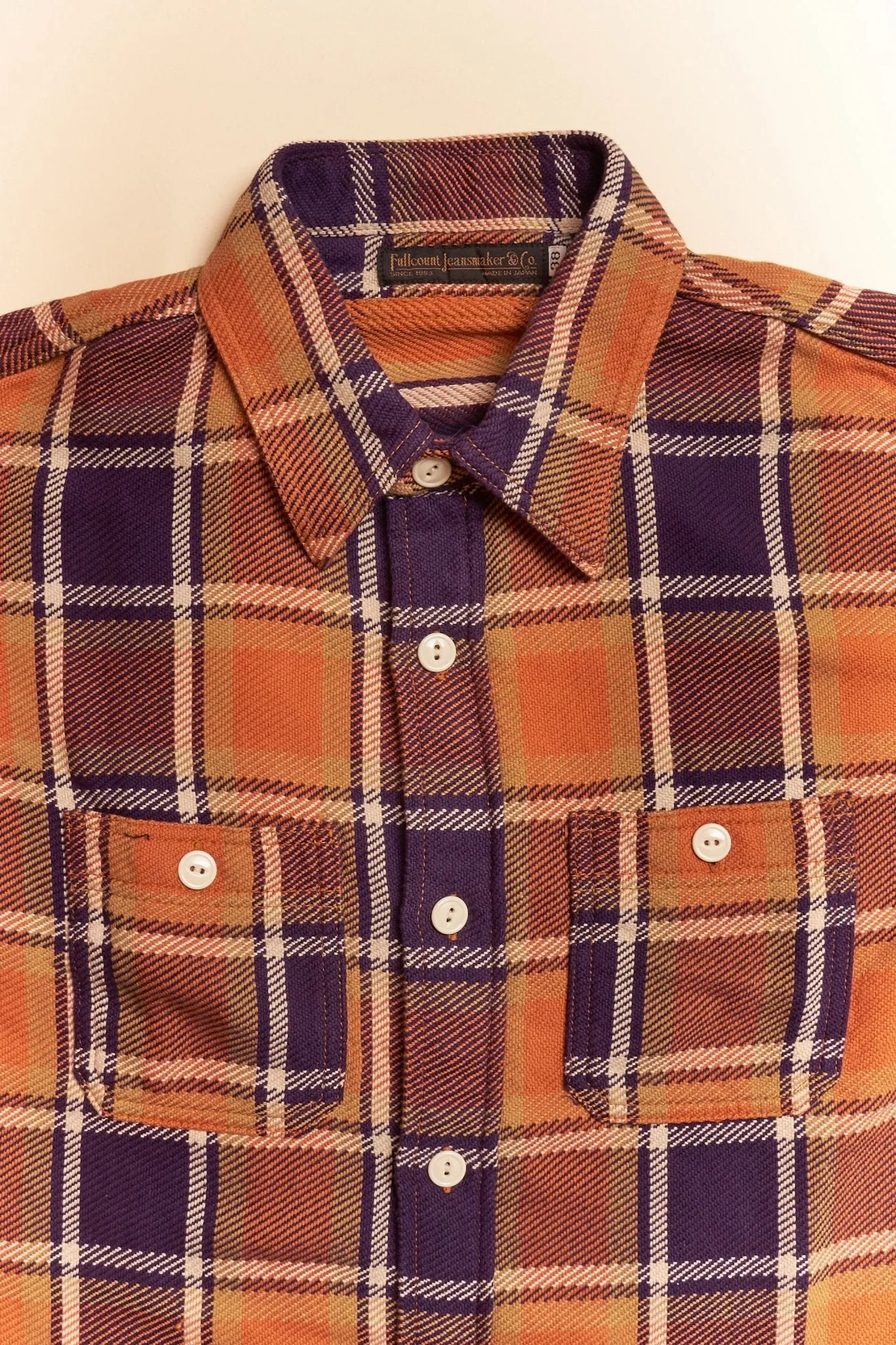 Fullcount Original Check Cotton Flannel Shirt - Dull Orange