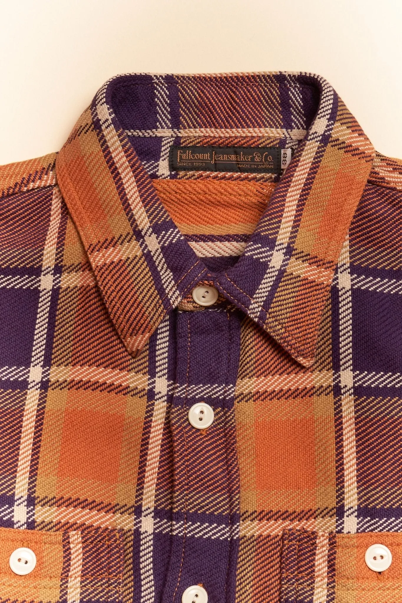 Fullcount Original Check Cotton Flannel Shirt - Dull Orange