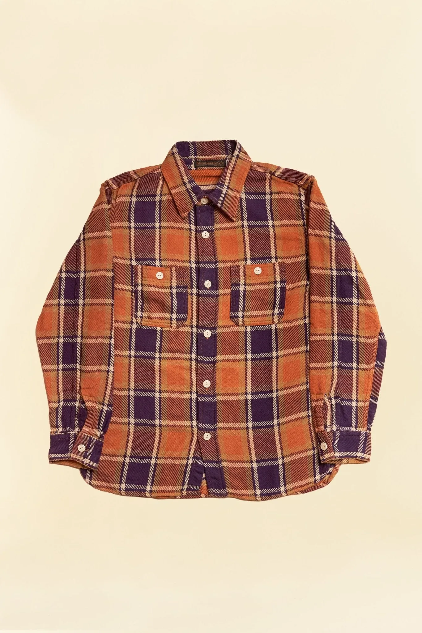 Fullcount Original Check Cotton Flannel Shirt - Dull Orange