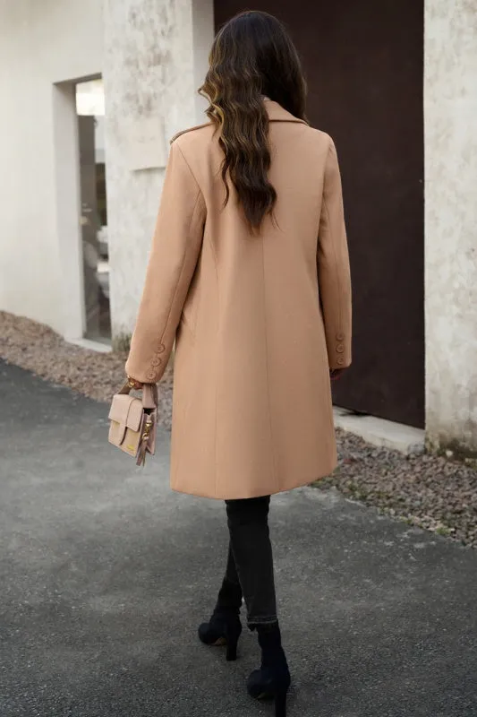 Geneva Evening Out Classy Minimalist Coat - Camel