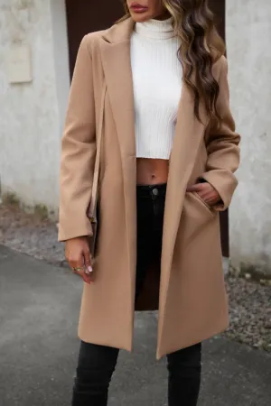 Geneva Evening Out Classy Minimalist Coat - Camel