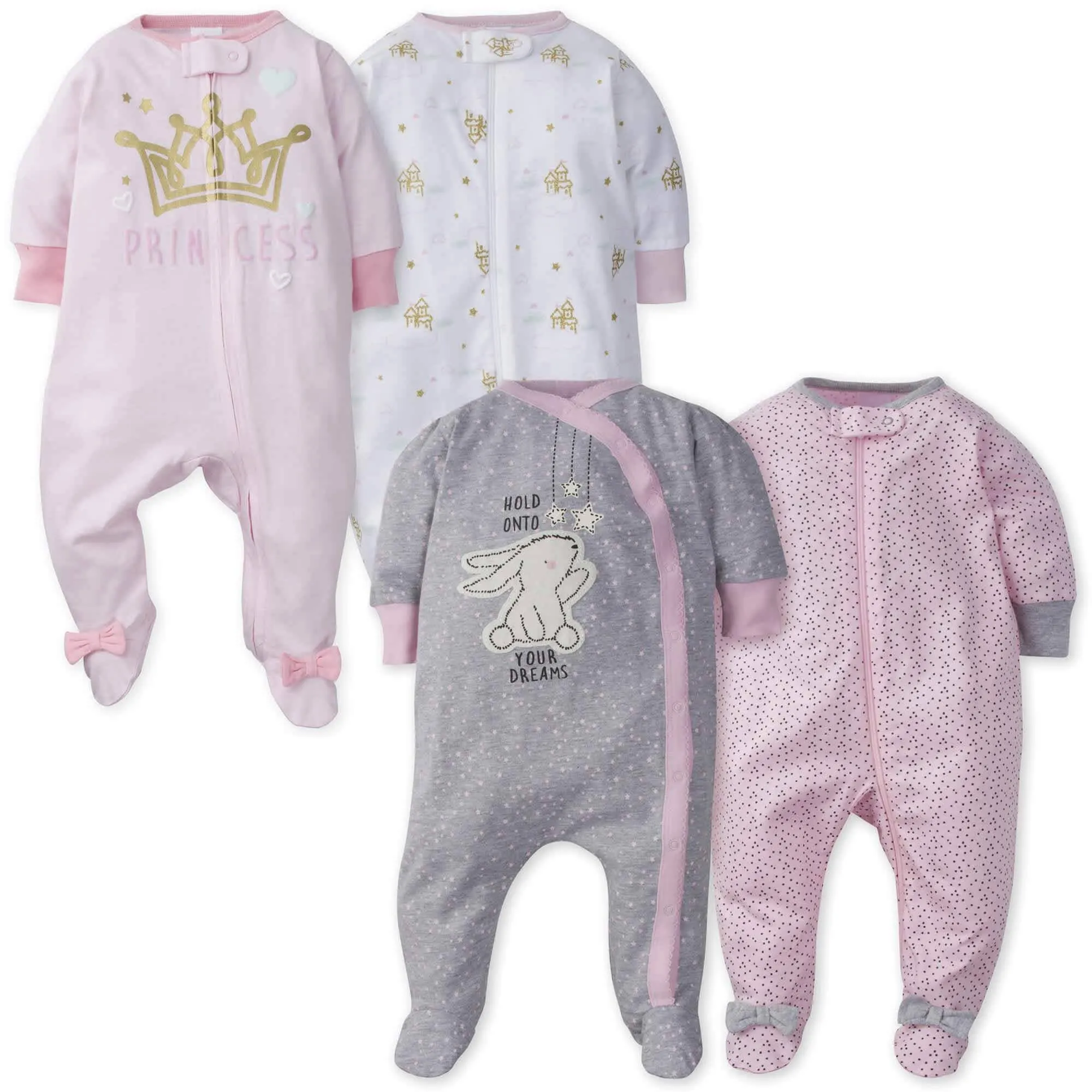 Gerber® 4-Pack Baby Girls Castle & Bunny Sleep 'N Play Bundle