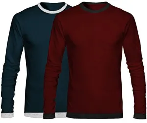 GHPC Men's Cotton Full Sleeve Round Neck Slim Fit T-Shirts (Combo of 2) (TS9004_3_4_S)