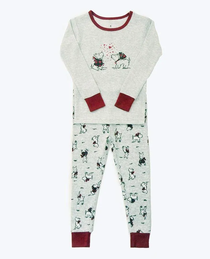 Girls Hacci Sleep Set in Scottie Dog Print