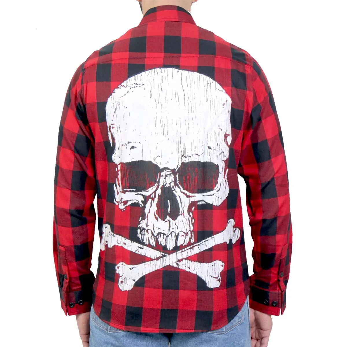 Hot Leathers FLM2103 Men's Skull and Bones Flannel Long Sleeve Shirt