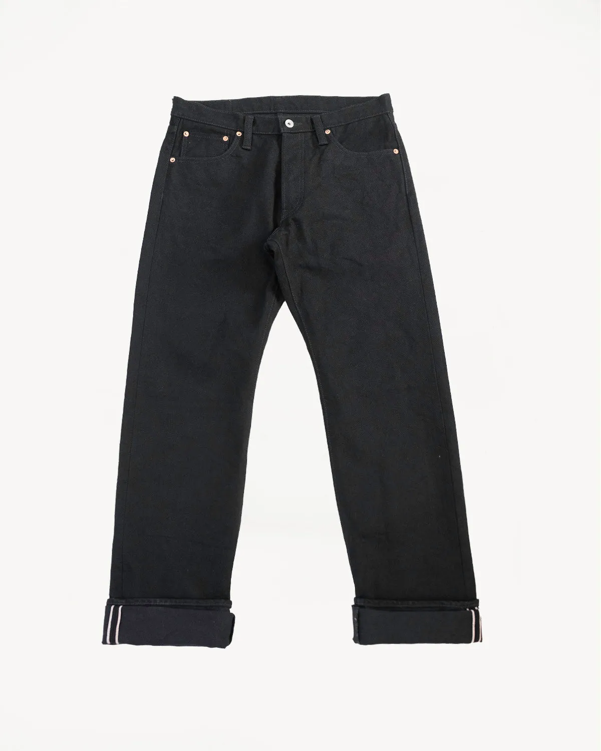 IH-634S-142bb - 14oz Selvedge Denim Straight Cut Jeans - Black/Black