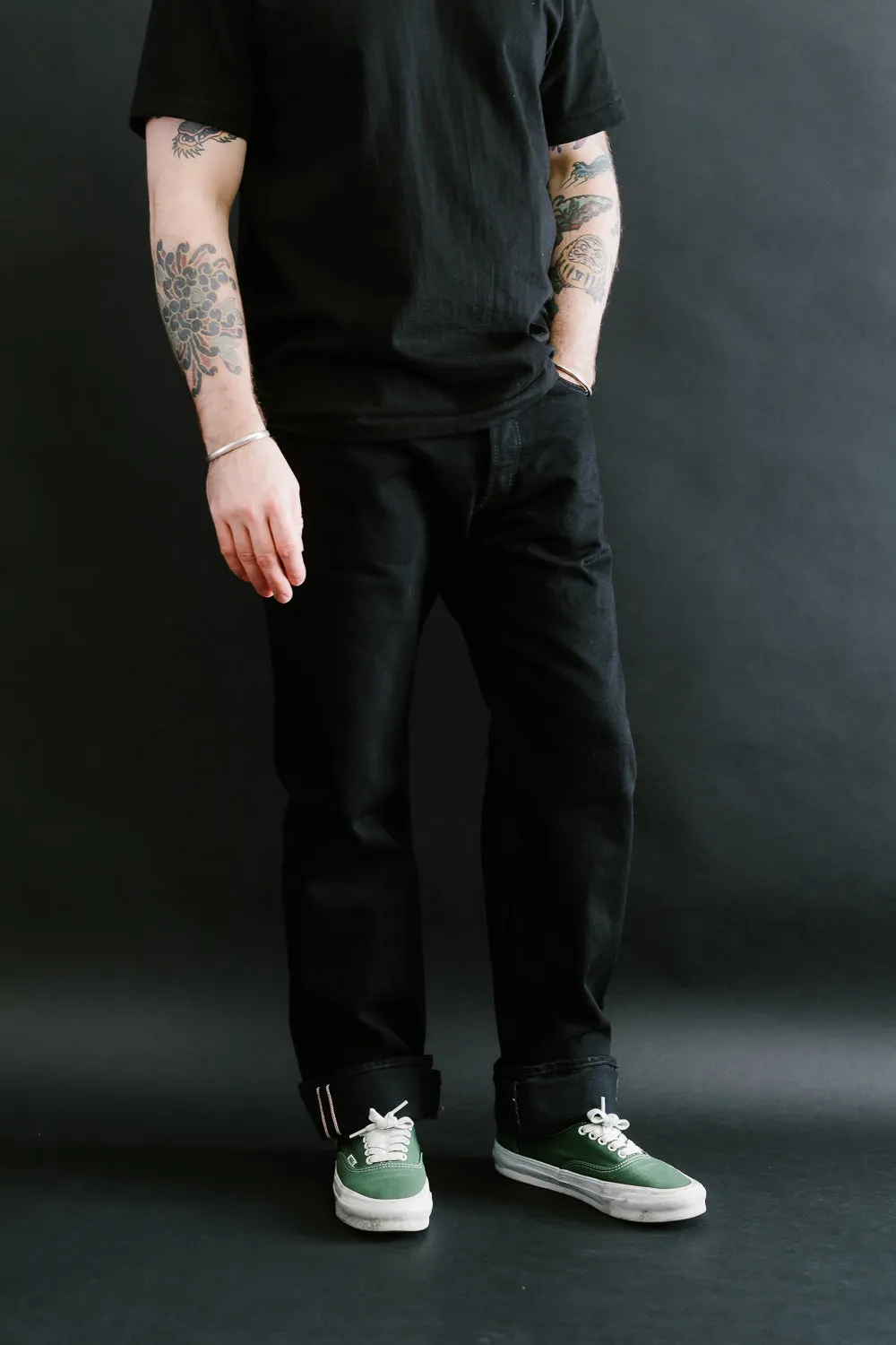 IH-634S-142bb - 14oz Selvedge Denim Straight Cut Jeans - Black/Black