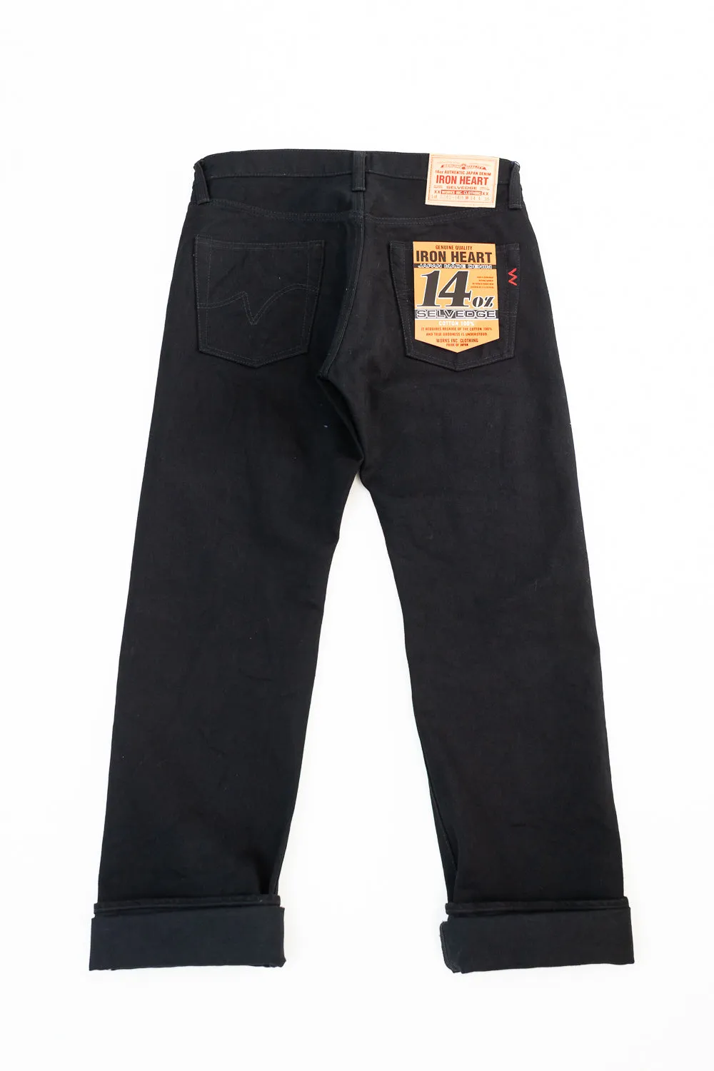 IH-634S-142bb - 14oz Selvedge Denim Straight Cut Jeans - Black/Black