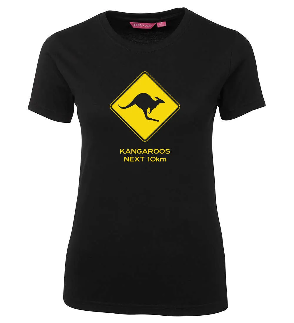 Kangaroos Next 10km Road Sign Ladies T-Shirt (Various Colours)