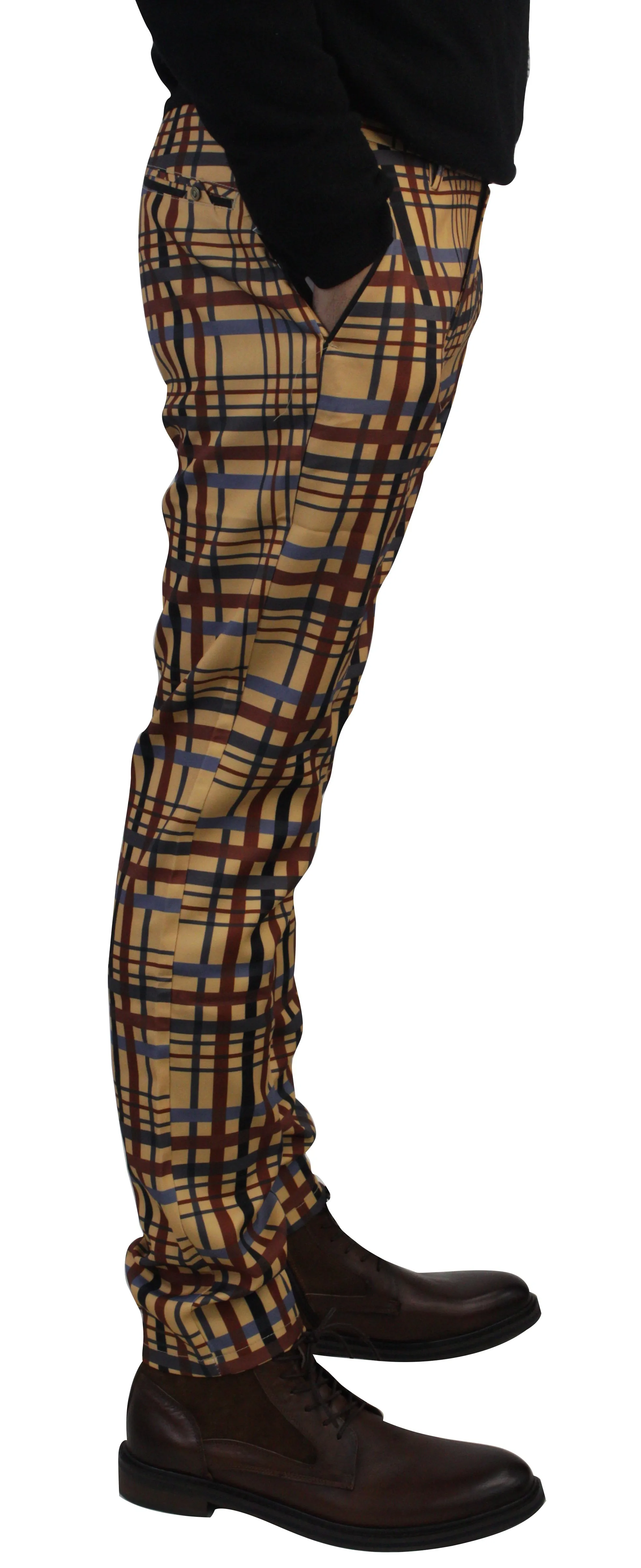 LANZINO,PLAID-CHINO-PANTS-CPS-126-TAN