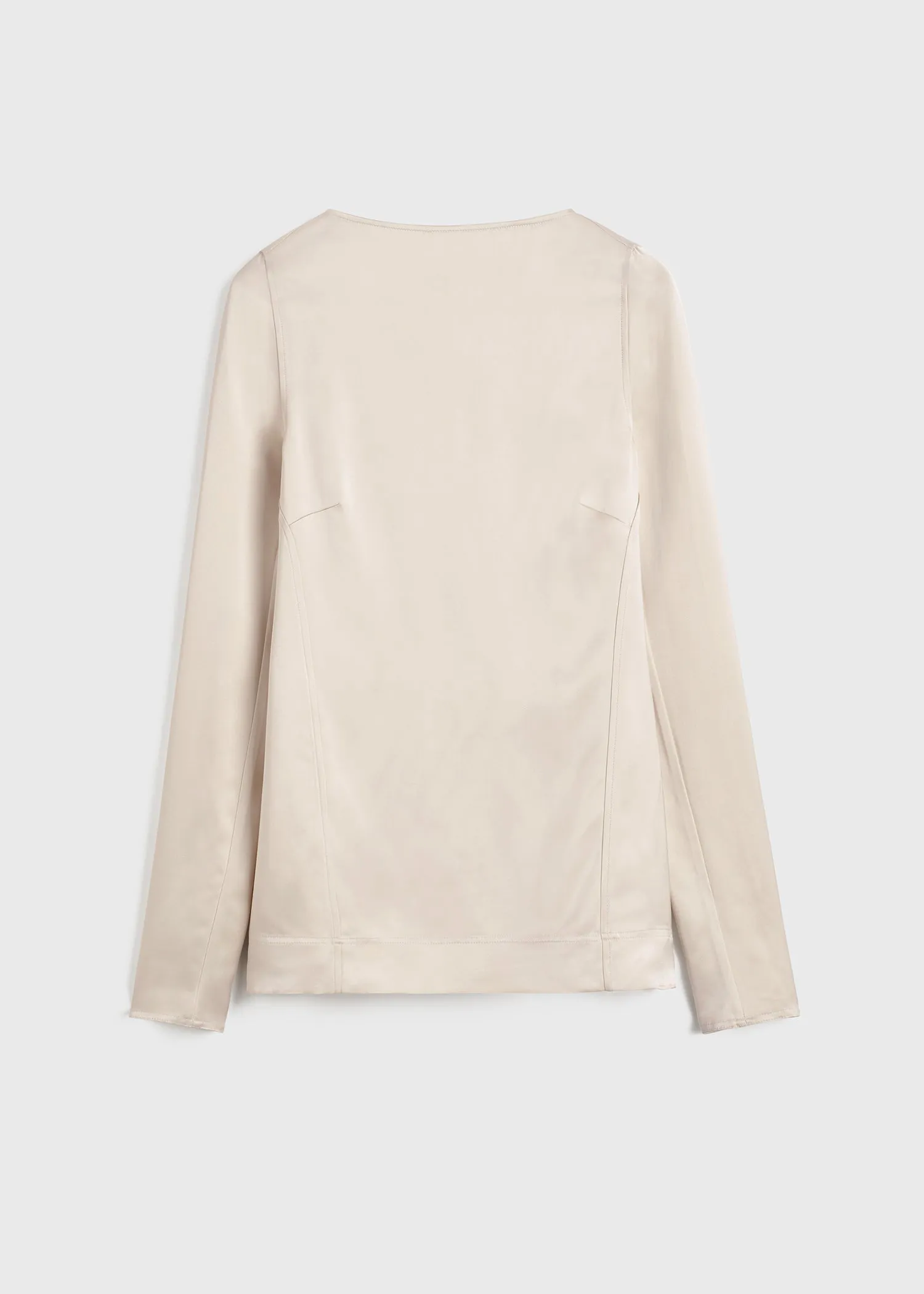 Long-sleeve satin top ecru