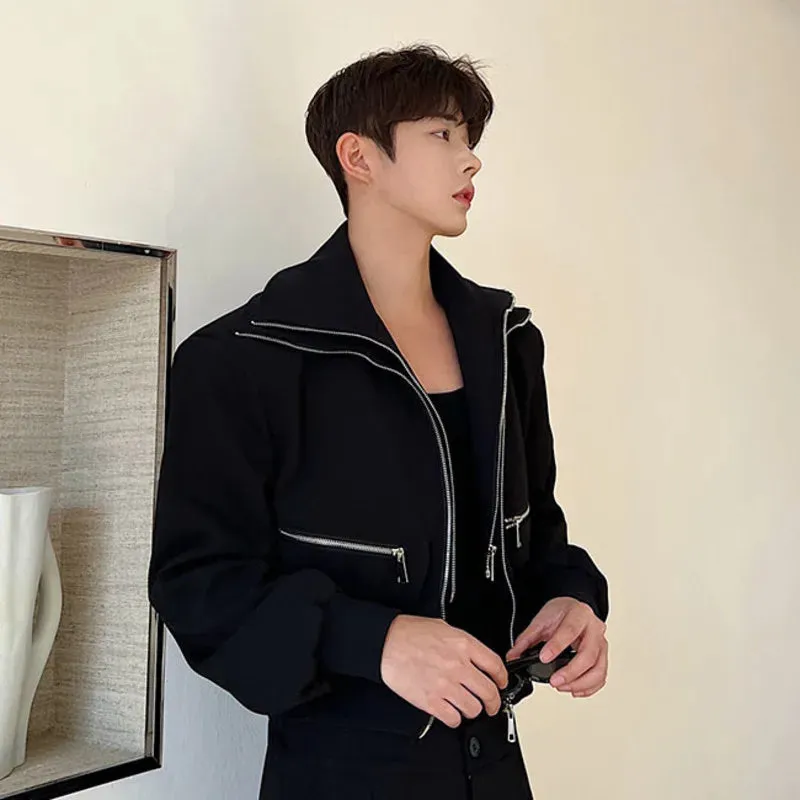 Men Jacket Designer Personalized Double-layer Lapel Zipper Casual Spring Male Coat Korean Fashion Solid 9A7018