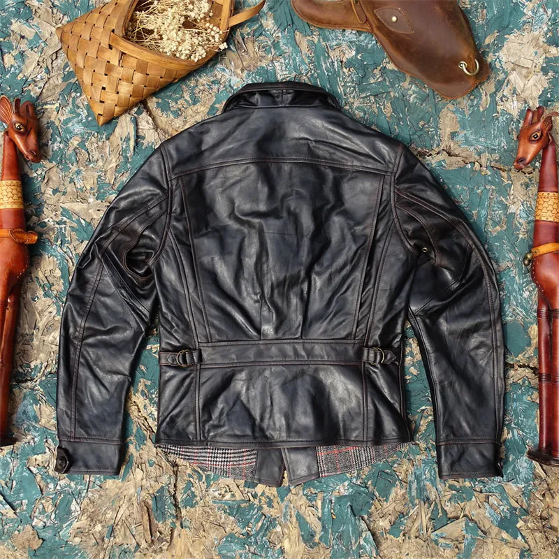 Men's Distressed Four Corners Leather Jacket