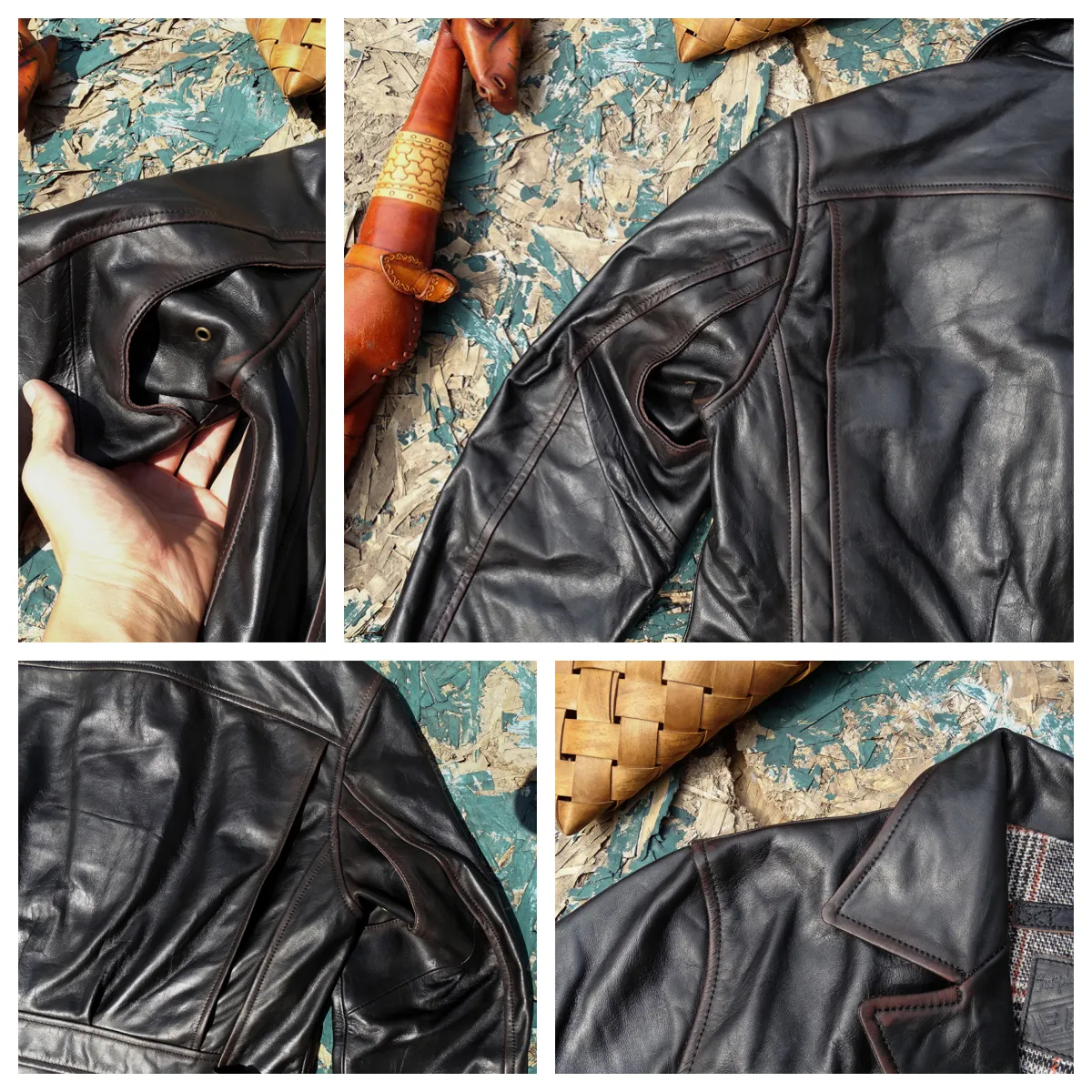 Men's Distressed Four Corners Leather Jacket