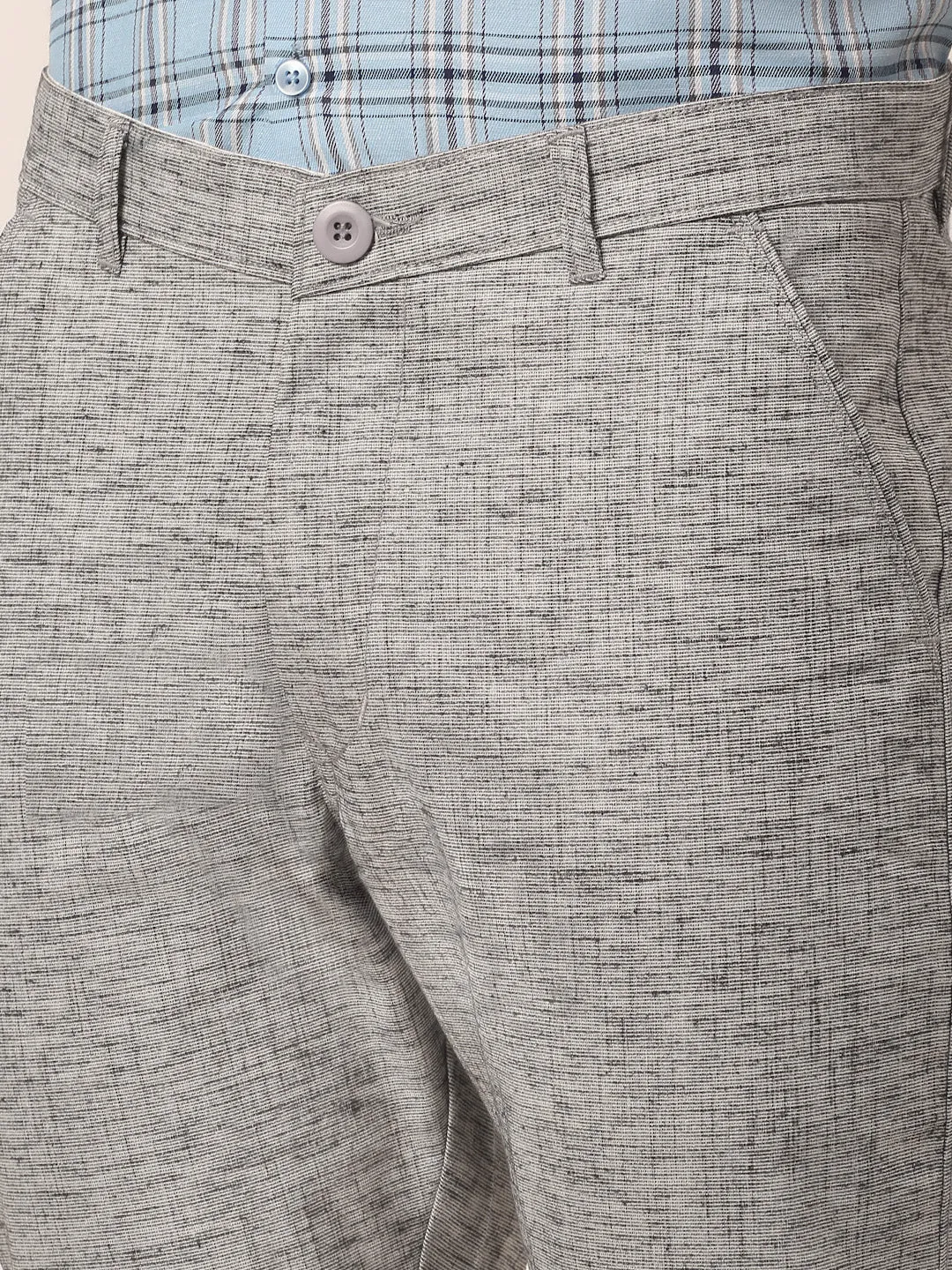 Men's Grey Linan Cotton Formal Trousers ( FGP 273 Grey ) - Jainish