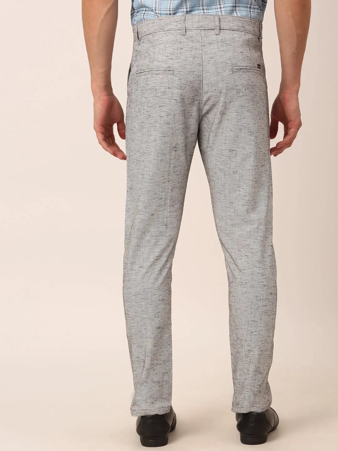 Men's Grey Linan Cotton Formal Trousers ( FGP 273 Grey ) - Jainish