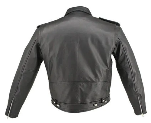 Men's Made in USA Black D Pocket Horsehide Leather Motorcycle Jacket Gun Pockets