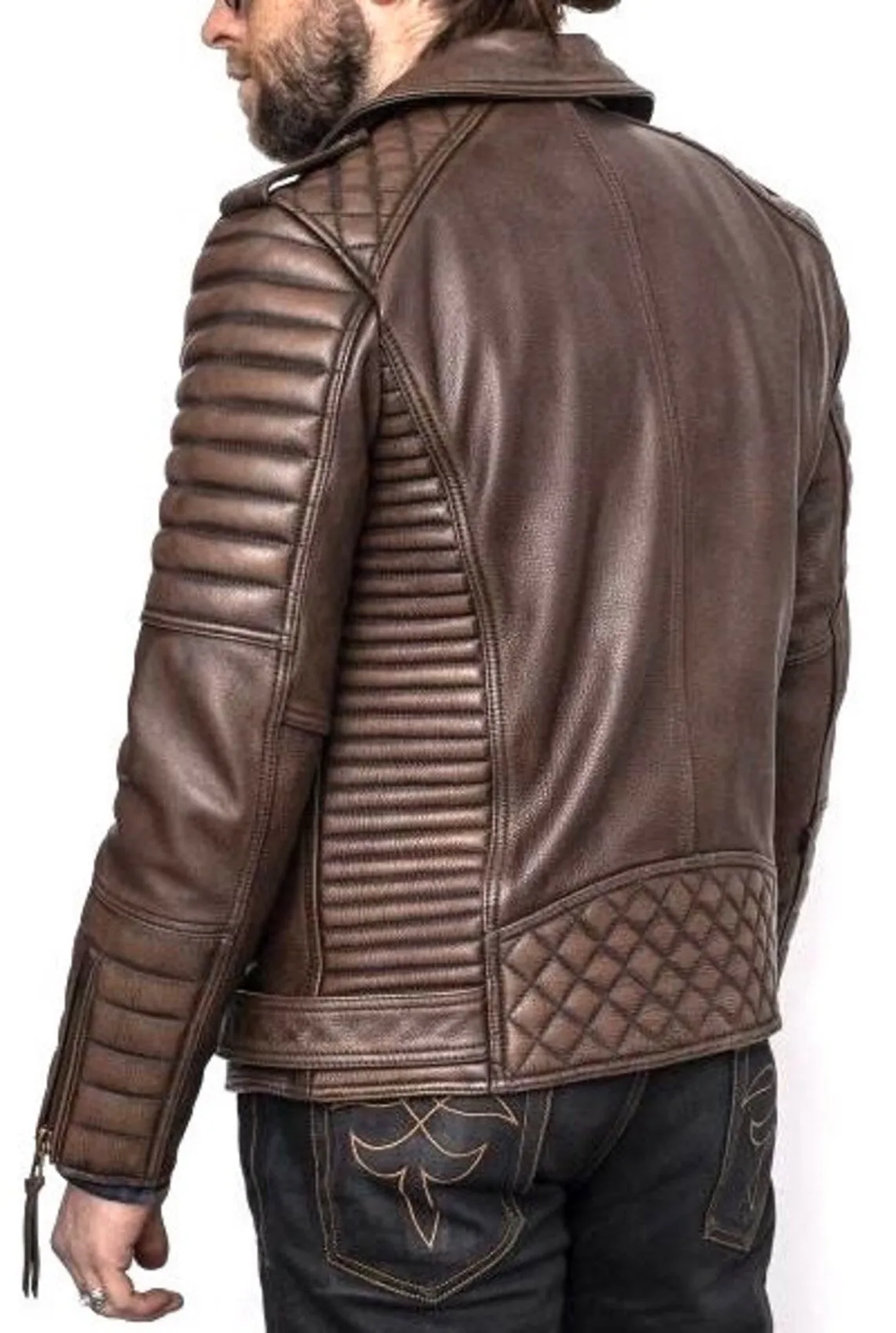 Men's Real Leather Cafe Racer Biker Jacket