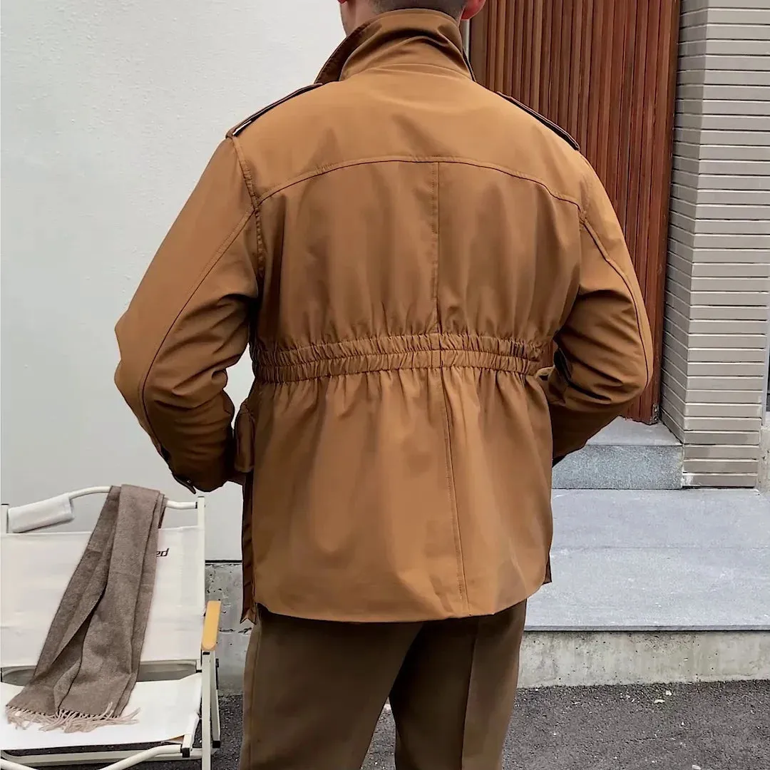 Men's Safari Jacket with Mulit-pockets and Stand Collar