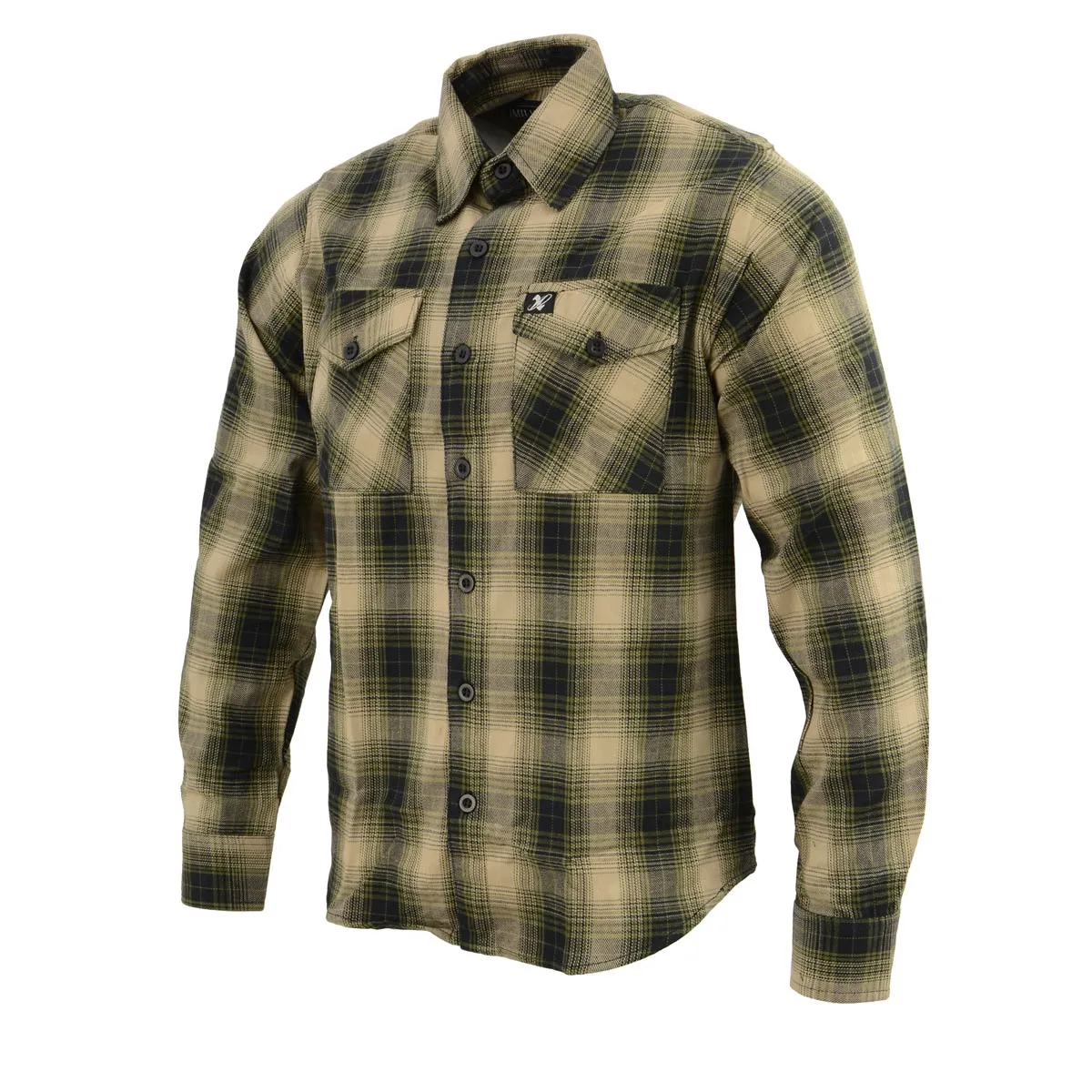 Milwaukee Leather MNG11649 Men's Grey with Black Long Sleeve Cotton Flannel Shirt