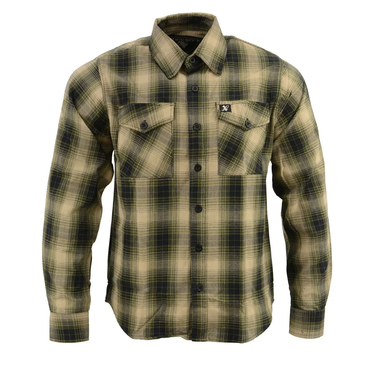 Milwaukee Leather MNG11649 Men's Grey with Black Long Sleeve Cotton Flannel Shirt