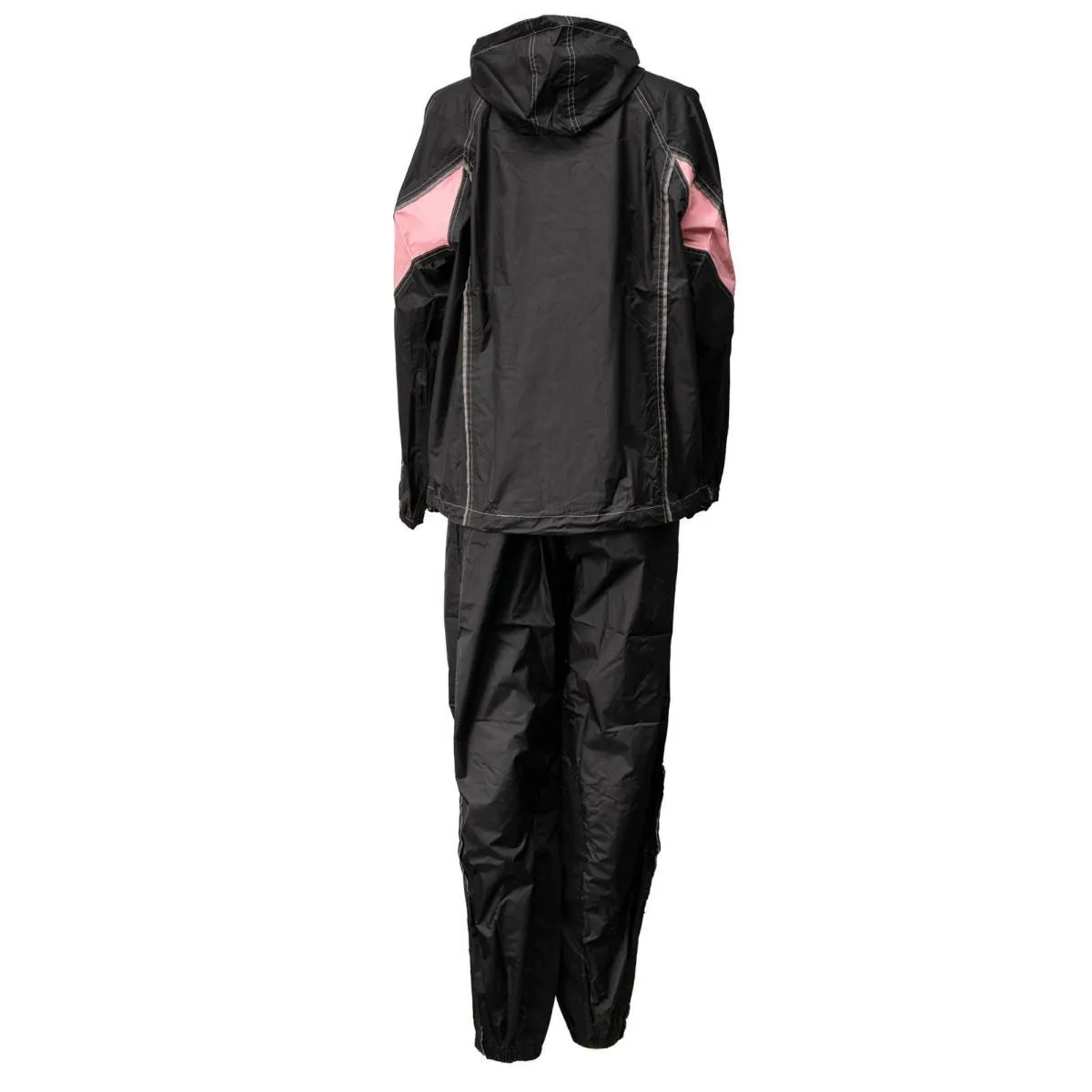 Milwaukee Leather MPL9607 Women's Black and Pink Water Resistant Rain Suit w/ Reflective Material and Hoodie