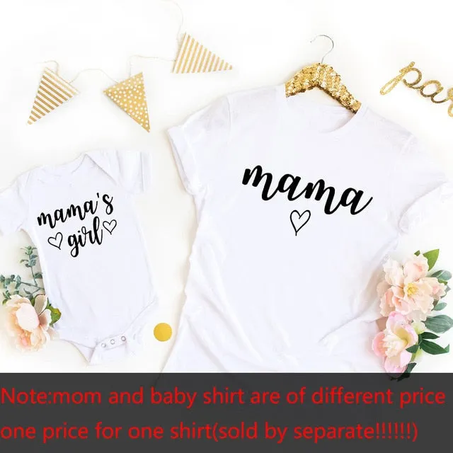 Mommy and Me Shirts Mama Mama's Girl Matching T-Shirts Mommy and Me Outfits Mother Daughter Shirts Gift for New Baby