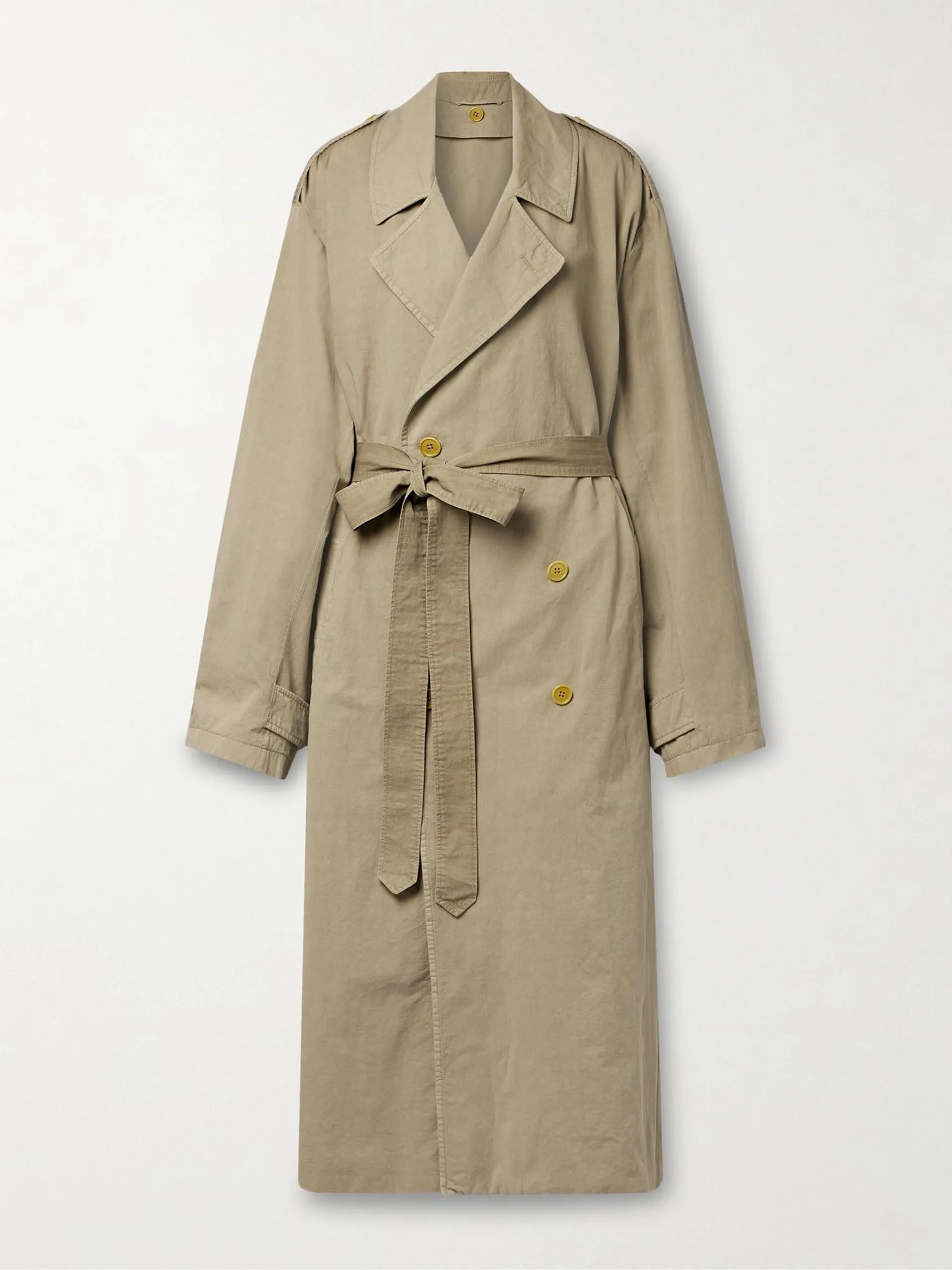 Montrose oversized double-breasted belted cotton and linen-blend trench coat