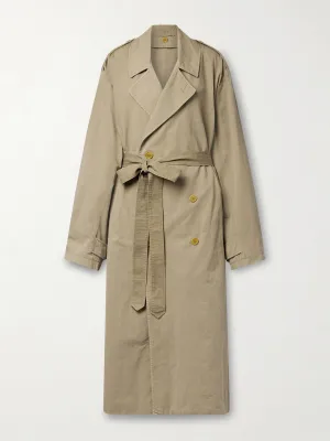 Montrose oversized double-breasted belted cotton and linen-blend trench coat