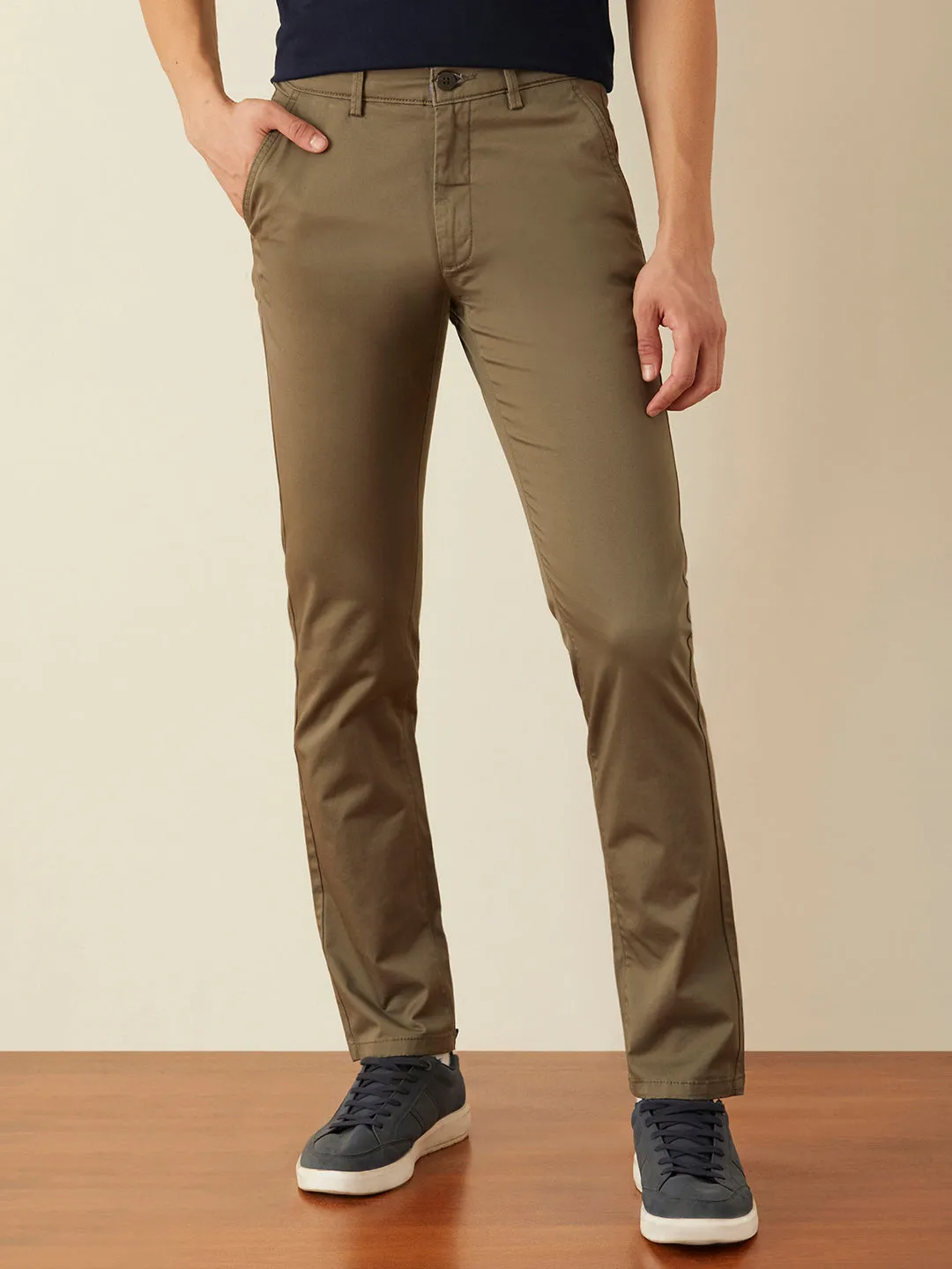 Mouse Plain Slim Fit Trousers