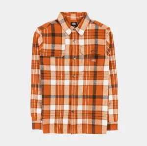 Nimmons Plaid Mens Long Sleeve Shirt (Orange)