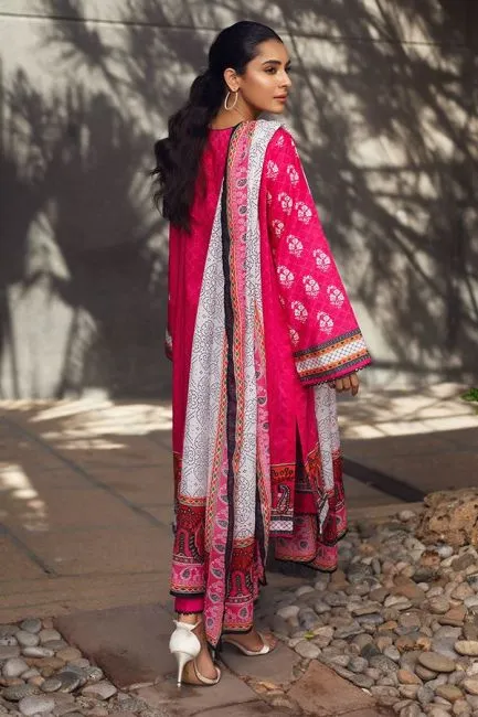 Pink Printed Lawn Pakistani Suit Set With Embroidery