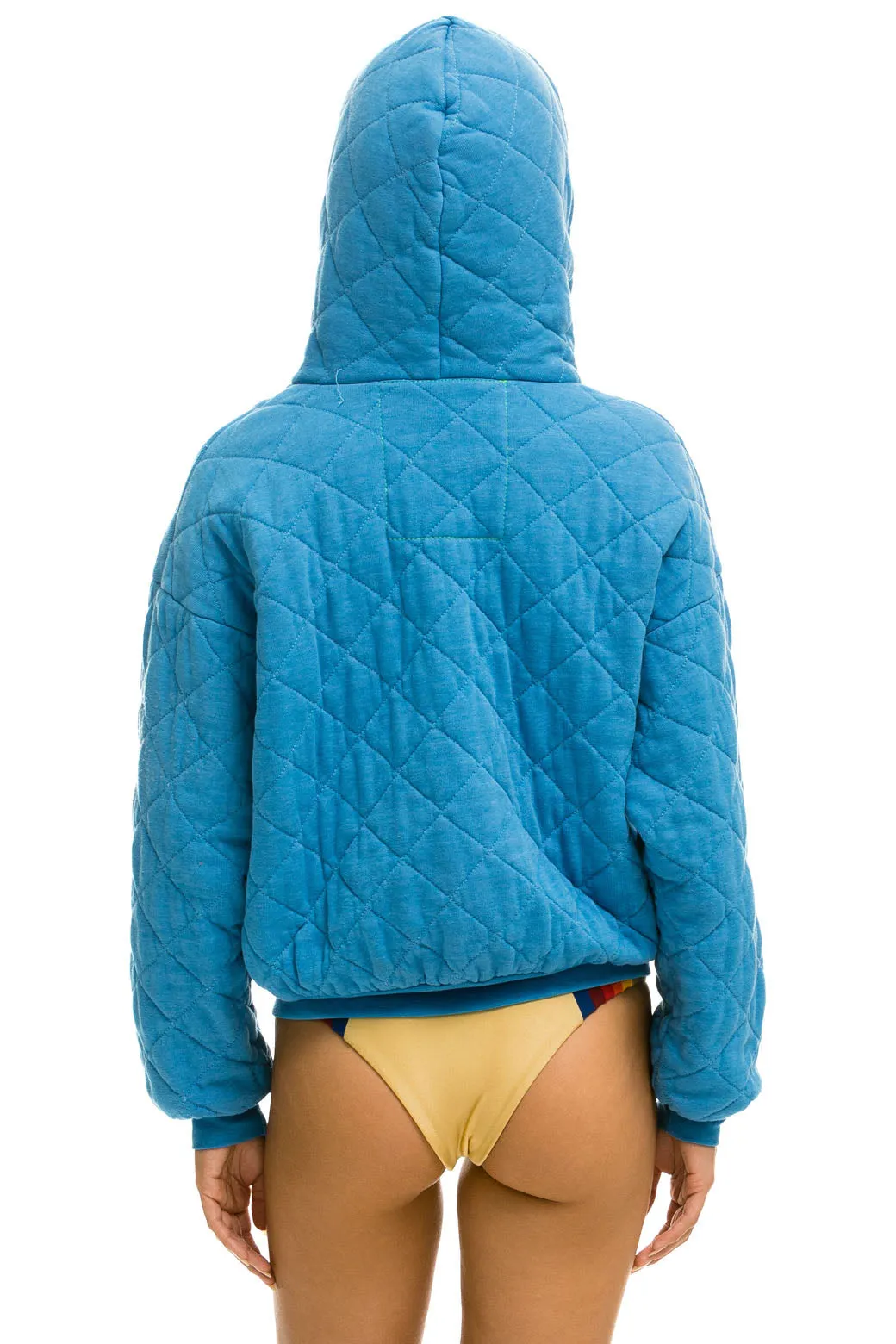 QUILTED ZIP HOODIE RELAXED - OCEAN