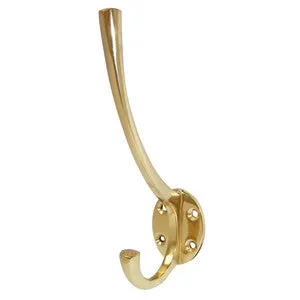 Simple brass hat and coat hook 5½".