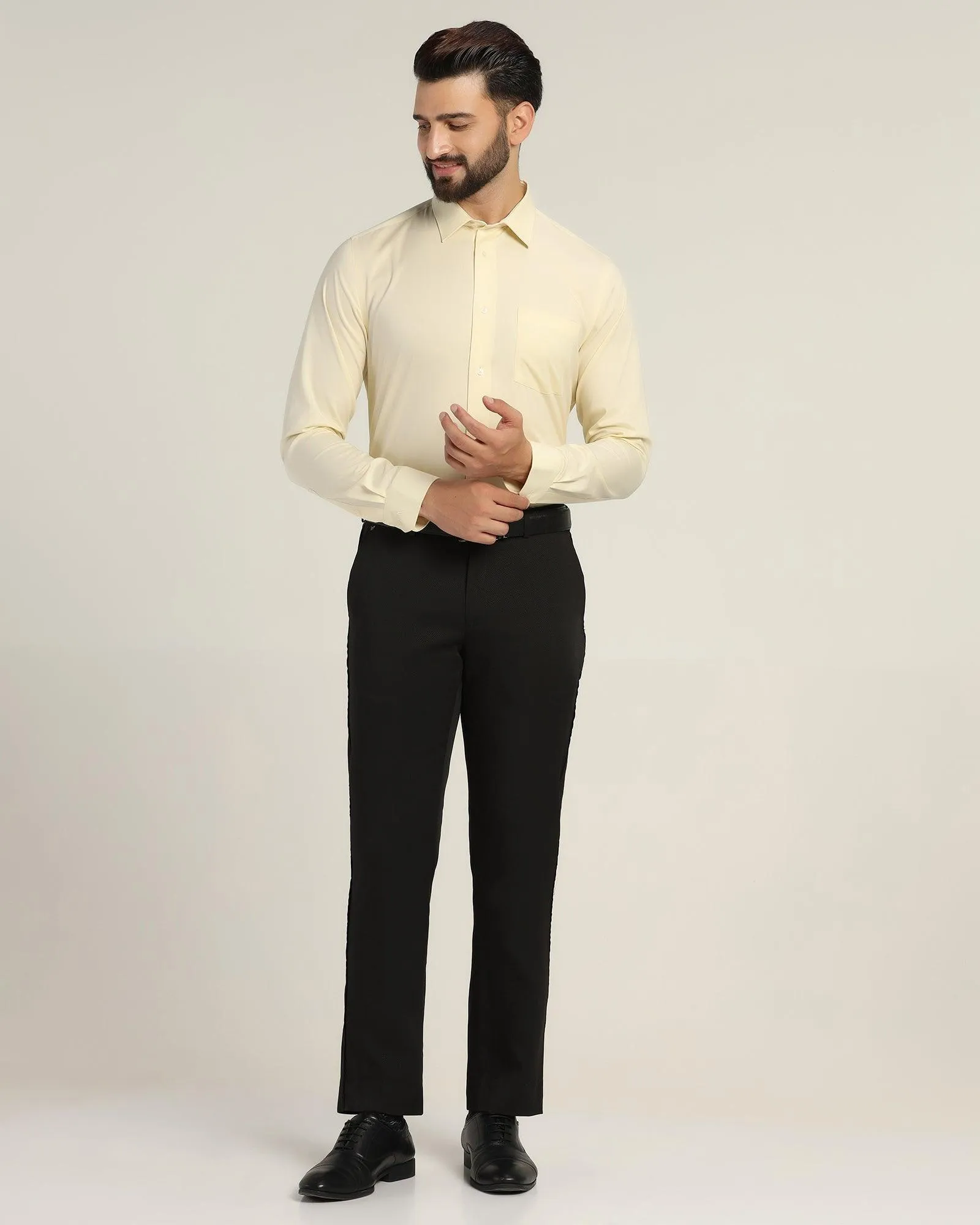 Slim Comfort B-95 Formal Black Textured Trouser - Dandis