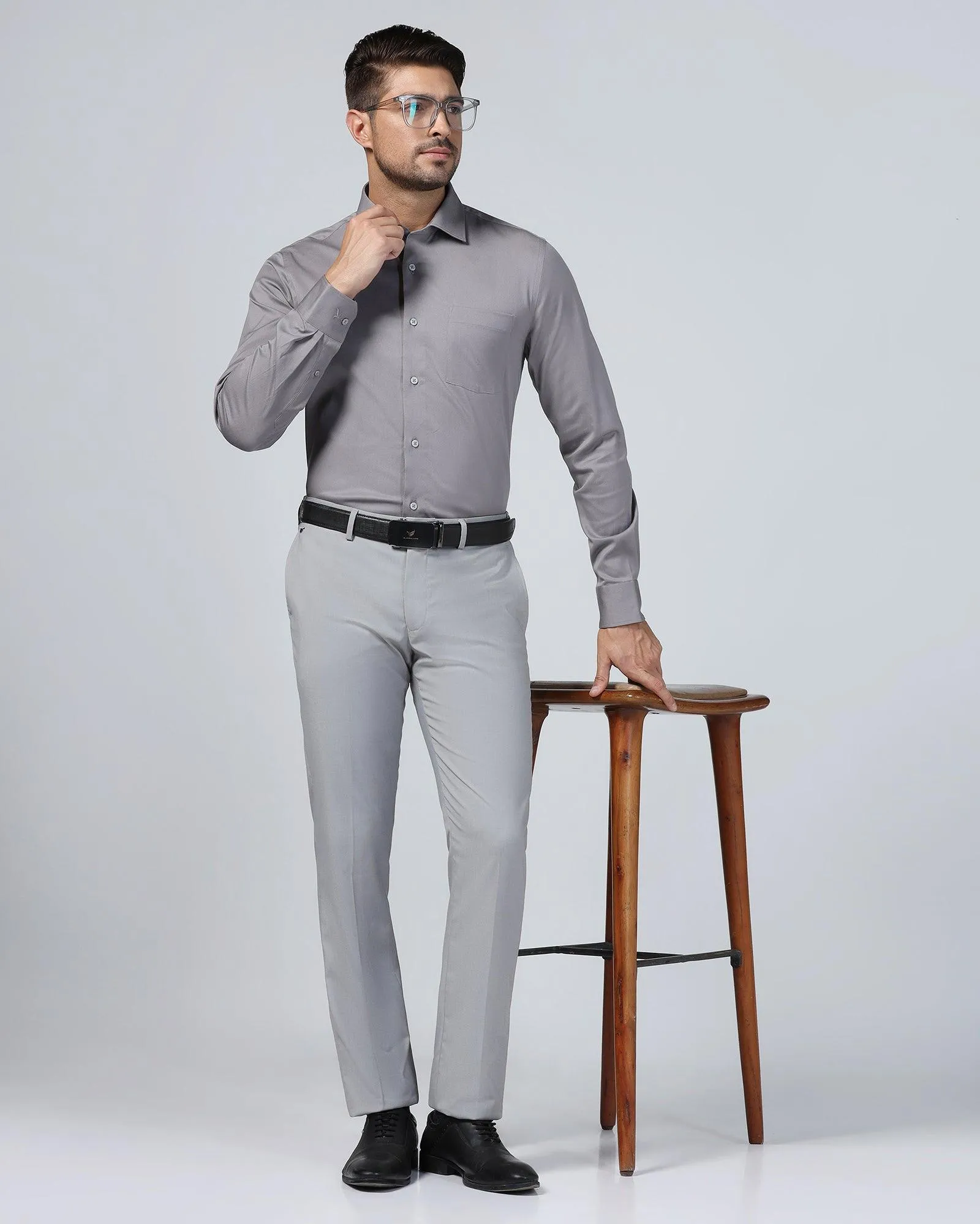 Slim Comfort B-95 Formal Light Grey Textured Trouser - Mazda