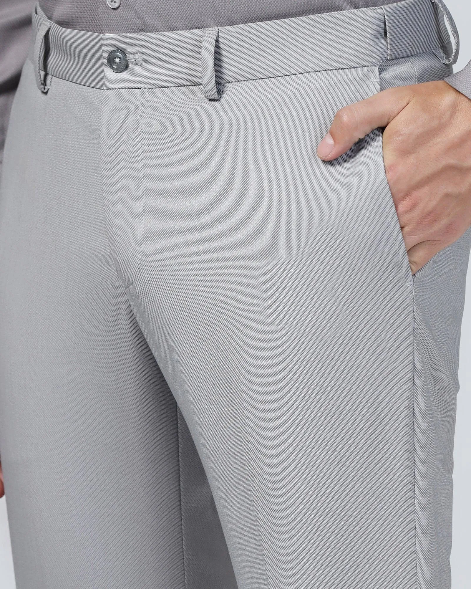 Slim Comfort B-95 Formal Light Grey Textured Trouser - Mazda