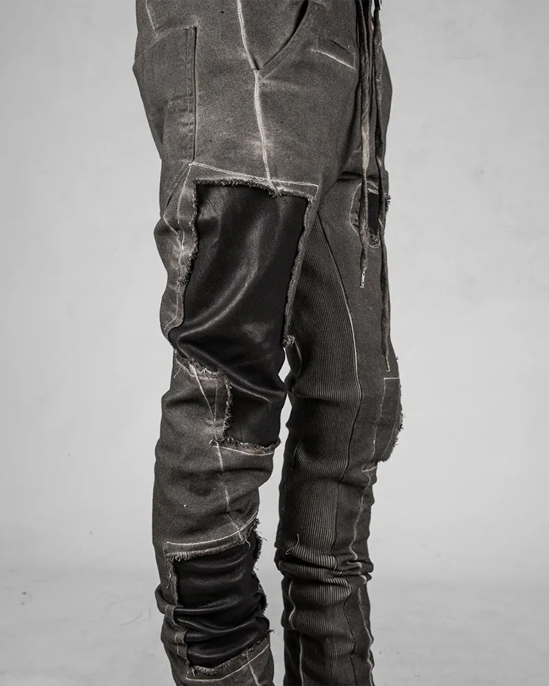 Slim leather patched trousers