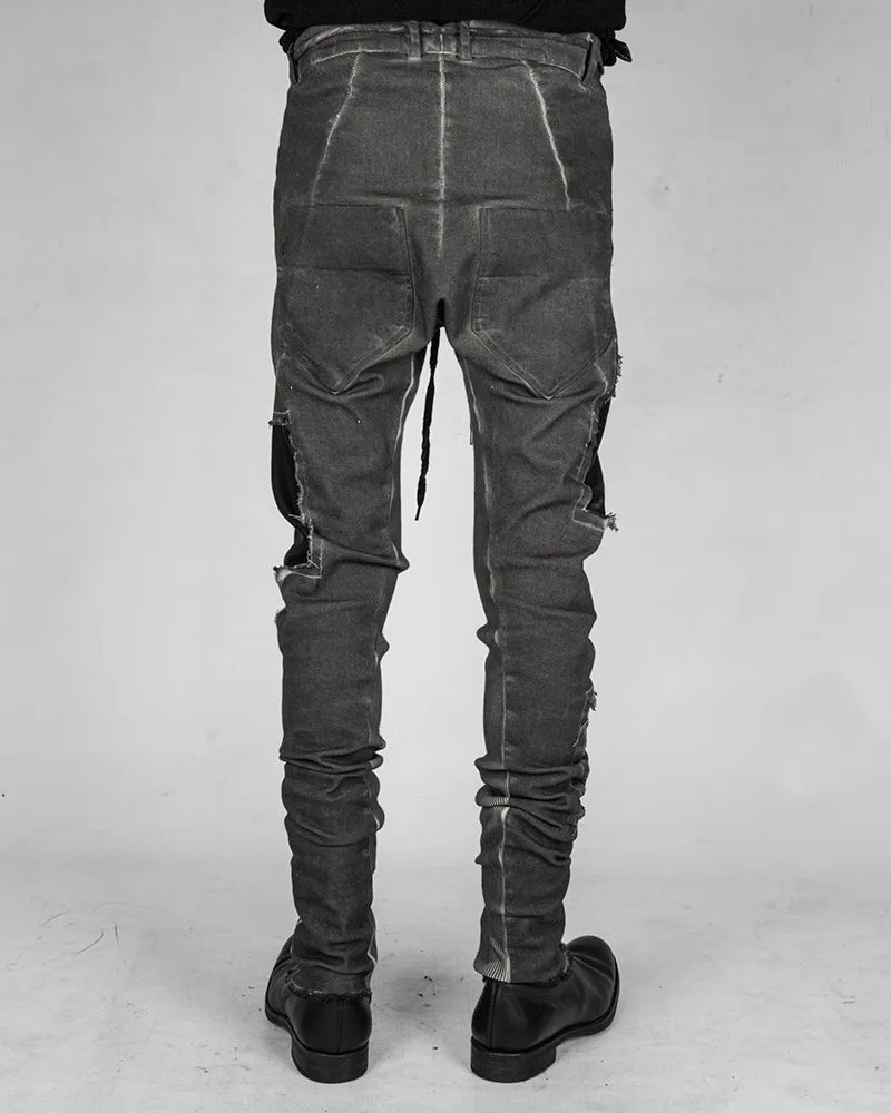 Slim leather patched trousers